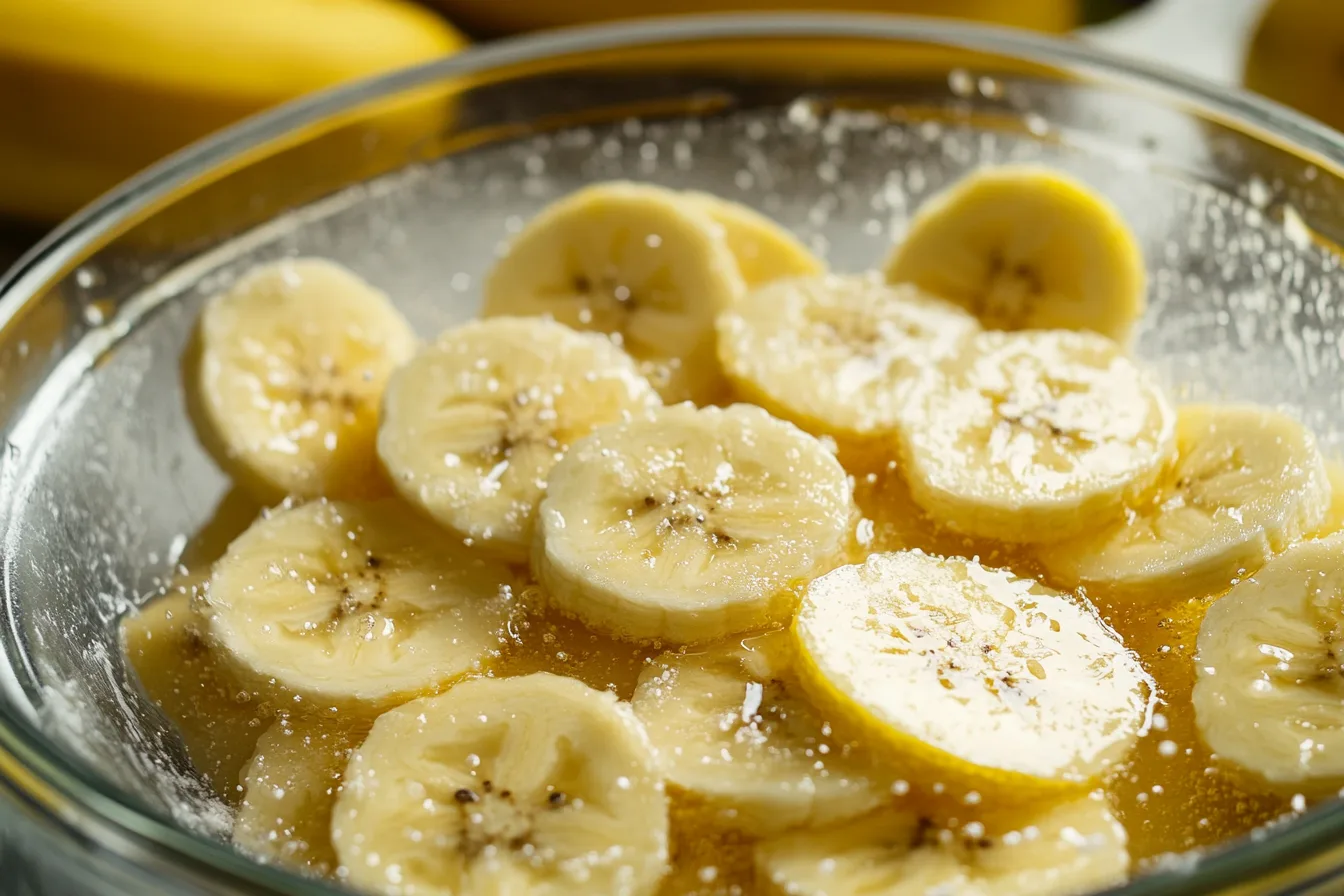 What makes bananas not turn brown in pudding?